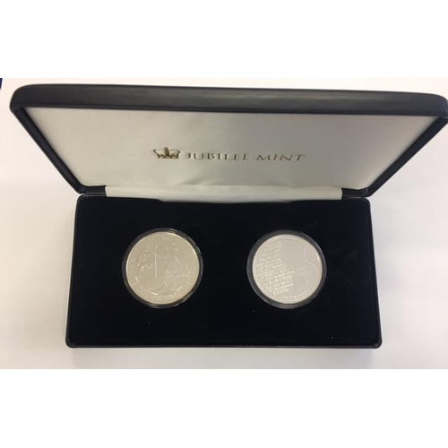 176 - 1oz Silver £2 & £5 Coins in Jubilee Mint presentation case.
2008 Britannia £2 coin & 2014 1st World ... 