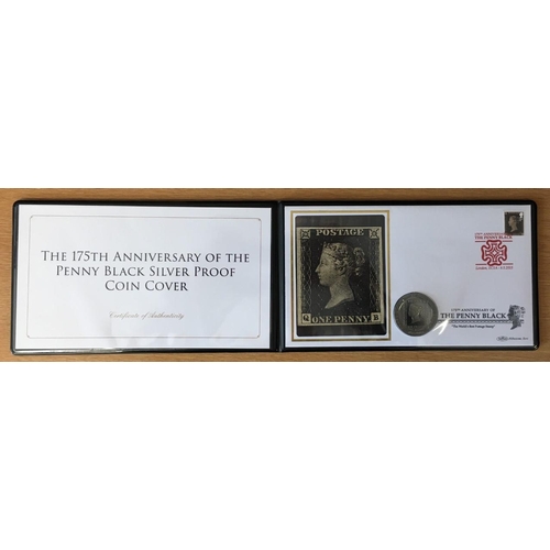 192 - 175th Anniversary Penny Black Silver Proof Penny by Jubilee Mint in presentation folder.