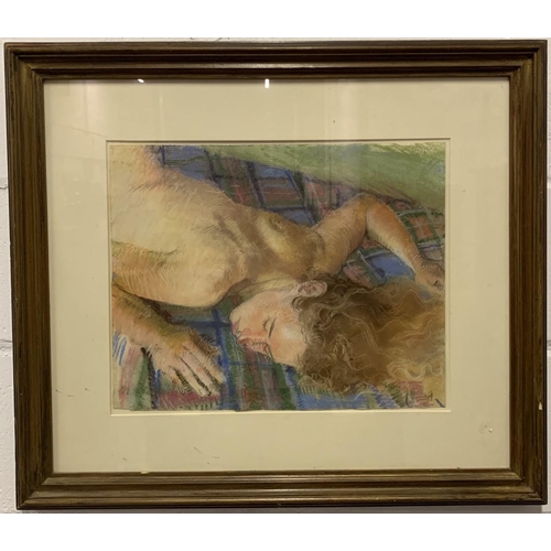 280 - A framed canvas print of semi-nude lady sunbathing on blanket.
Dimensions(cm) H61 W70 D4