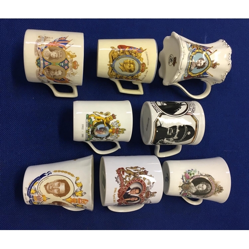 308 - A mixed lot of Royal memorabilia. Includes 8 mugs (Coronation, Silver & Golden Jubilees etc.), one c... 