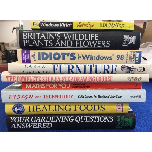 364 - A mixed genre lot of books. Includes gardening, computing etc.