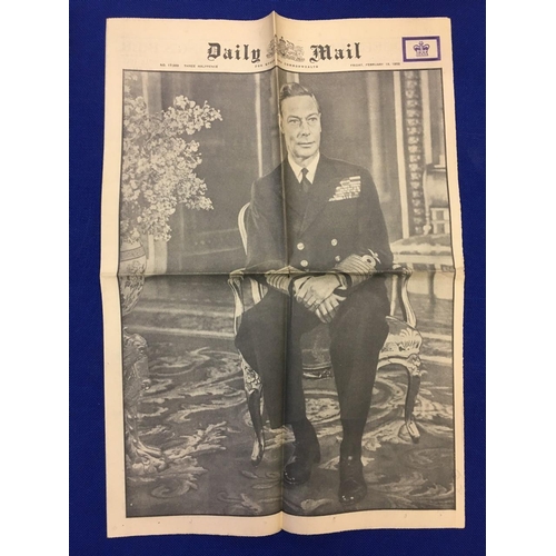 370 - A good collection of six original newspapers headlining the death of King George VI.