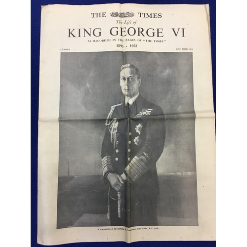 370 - A good collection of six original newspapers headlining the death of King George VI.