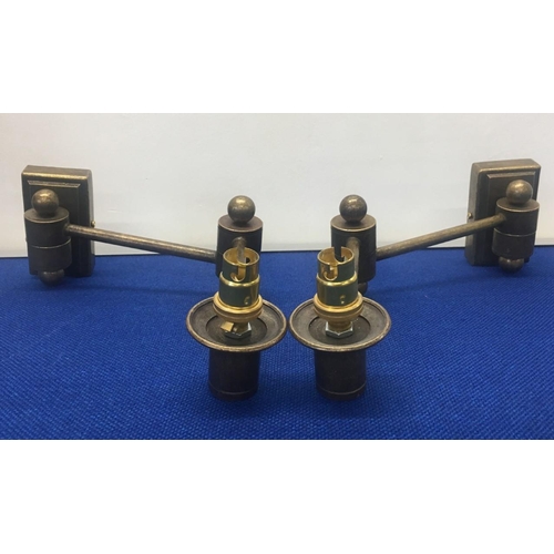 774 - A pair of vintage, elbow-jointed, brass wall-lights.
Length 36cm