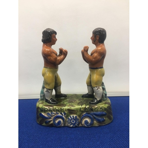 182 - A vintage Boxing ornament depicting the famous bare fist match between Tom Spring & Jack Langan, in ... 