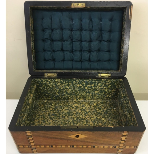 100 - A lovely Tunbridge Ware Sewing Box.
Walnut with inlaid marquetry lid and front.
No key present.
Dime... 