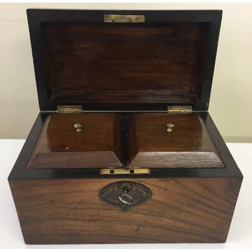 93 - Mahogany 19th Century Tea Caddy. Dome shaped, with decorative metalwork. Key present.
Dimensions(cm)... 