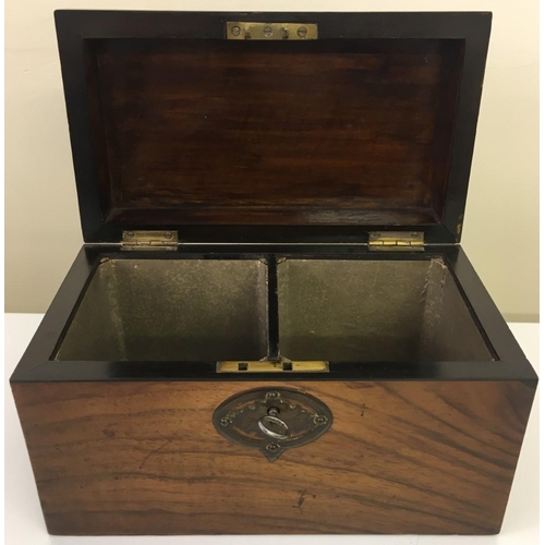 93 - Mahogany 19th Century Tea Caddy. Dome shaped, with decorative metalwork. Key present.
Dimensions(cm)... 