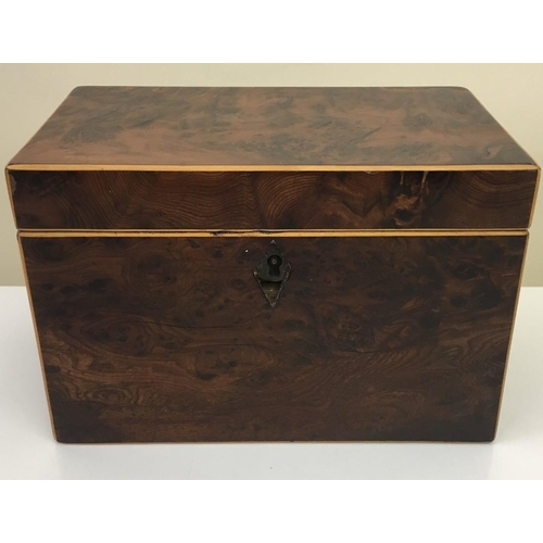 89 - A vintage 19th century Tea Caddy. Requires some internal restoration. One compartment lid and key mi... 