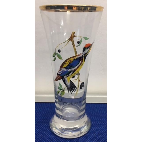 376 - A set of six mid-century tall glasses, depicting rare Tropical Birds.
17cm tall.