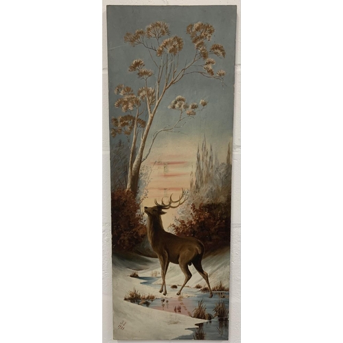 770 - Two modern art canvasses depicting Deers.