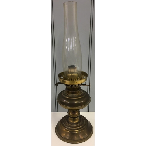 585 - A vintage, twin-burner, Brass Oil Lamp