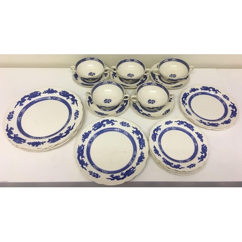 473 - A mixed lot of 31 pieces of blue Dragonware from the early 1900's. 31 pieces in total. Royal Cauldon... 