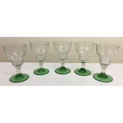 447 - A mixed lot including five mid-century sherry glasses (green stemmed), a silver-plated battery clock... 