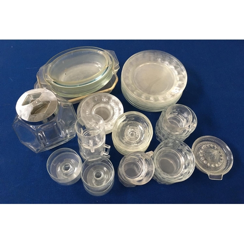 580 - A huge lot of mixed glassware, to include cake stands, jugs, vases, ovenware, part dinner-service an... 