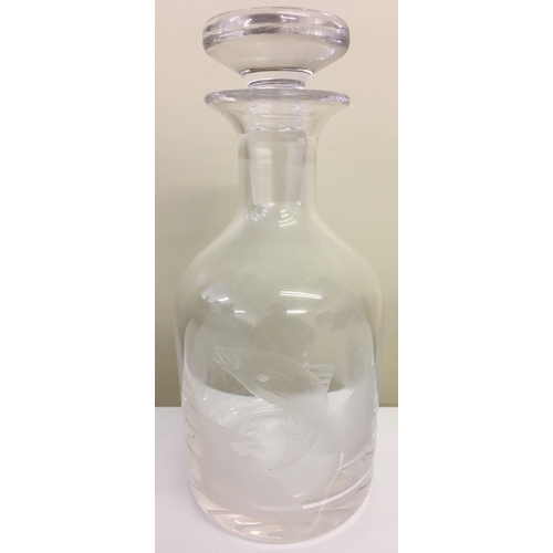 585 - A heavy glass carafe (probably Georgian), together with a Luigi Bormioli Italian decanter and anothe... 