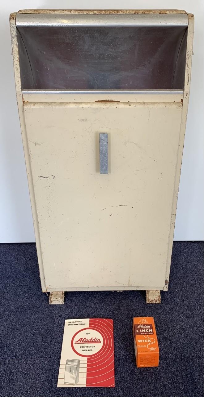 A vintage, 1957 Paraffin Heater by Aladdinique. Complete with wick and  original instructions. Untest