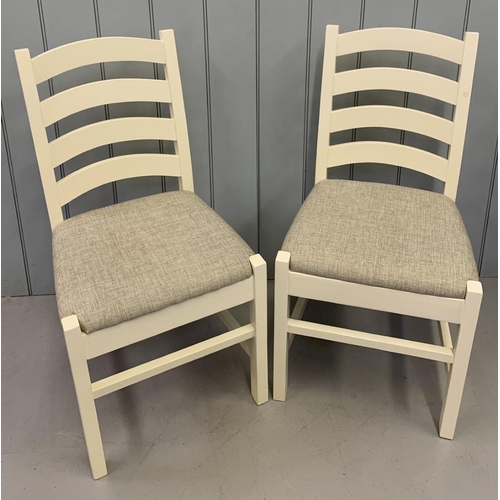 139 - A pair of white, ladder-back Hall chairs, with fabric seats.
Dimensions(cm) H90 (46 to seat), W47, D... 