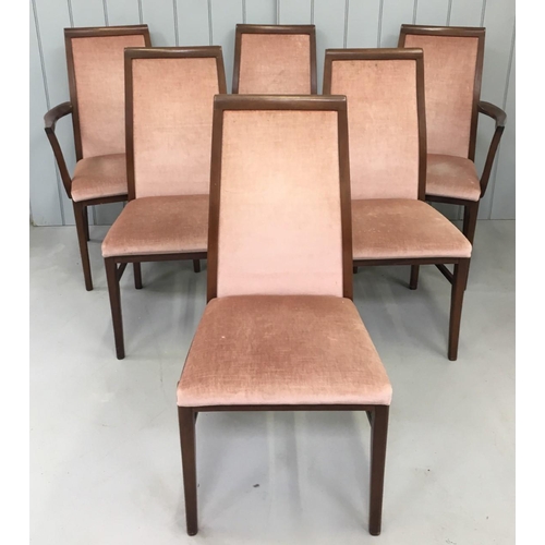 140 - A set of six G-Plan Dining Chairs from the late 1980's.
Includes two carvers, all upholstered in pin... 