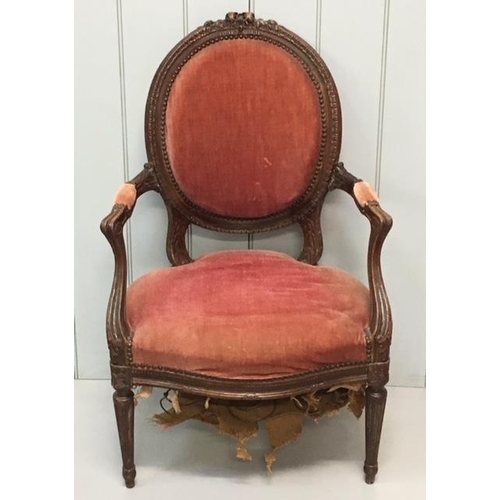 150 - A late 18th century French Armchair. 
Dimensions(cm) H94 (40 to seat) W60 D50
