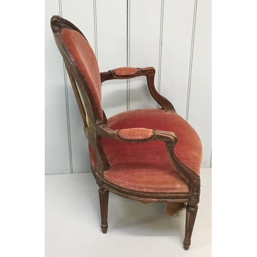 150 - A late 18th century French Armchair. 
Dimensions(cm) H94 (40 to seat) W60 D50