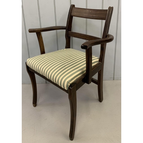 156 - An upholstered, oak carver chair.
Dimensions(cm) H85 (48 to seat), W58, D54.