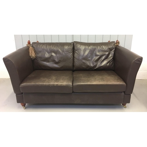 159 - A pair of Knole style Sofas. Brown leather upholstery.
Dimensions(cm) H 95 (50 to seat), W190 D98.