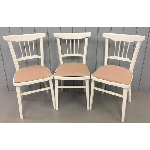 163 - Set of three, painted Kitchen Chairs.
Dimensions(cm) H82 (45 to seat) W44 D42