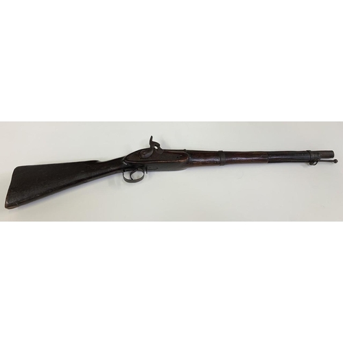 255 - An early 1900's Percussion Hunting Rifle. 82cm Barrel length. Stock engraved 