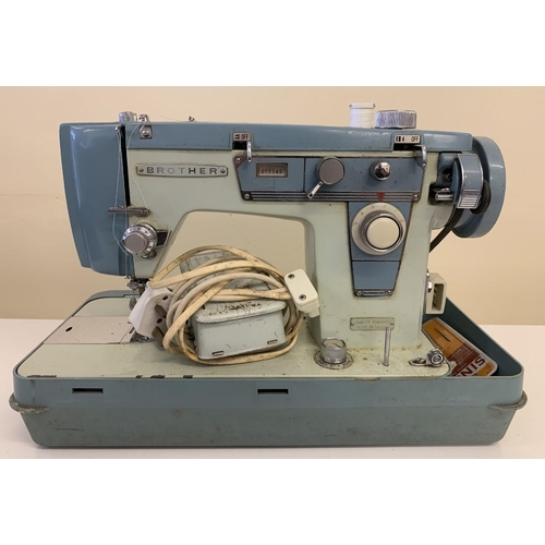 506A - A vintage, Brother electric sewing machine, from 1950's/60's. Original case & foot pedal.