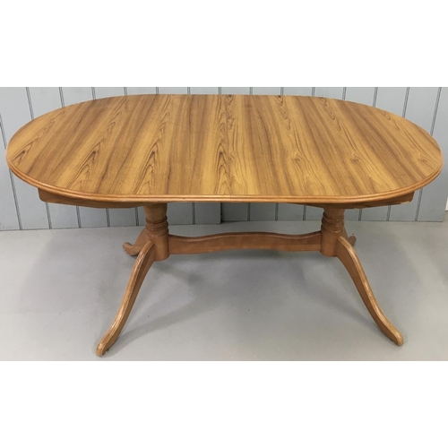 1 - A reproduction, extending Dining Table. Pedestal based, extension housed underneath table top. Dimen... 
