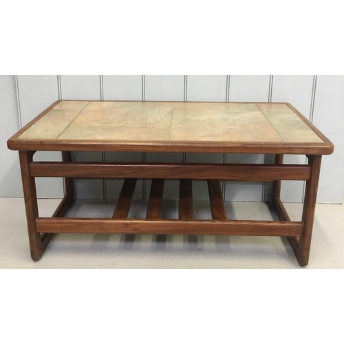 34 - A mid-century teak/tiled Coffee Table.
Dimensions(cm) H39 W85 D45