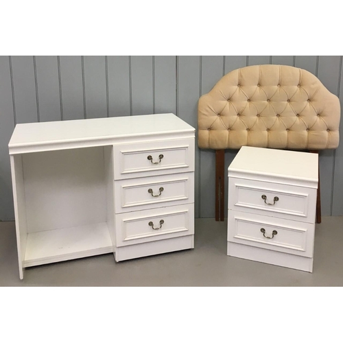 92 - A set of white Bedroom Furniture. Dressing Table (H75 W95 D45), Bedside Cabinet (H54 W46 D45) & sing... 