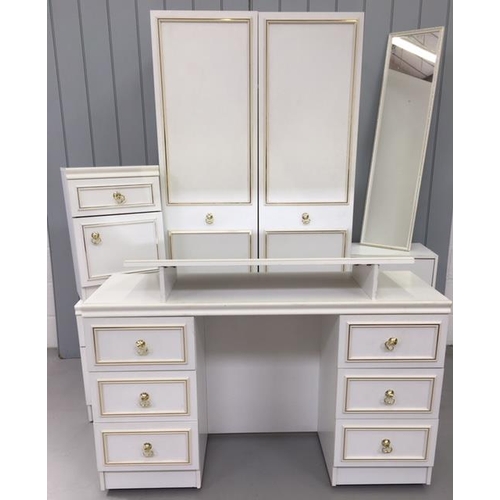 94 - A set of white Bedroom Furniture. Wardrobe (H185 W92 D57), Dressing Table (H78 W127 D40), Bedside Ca... 