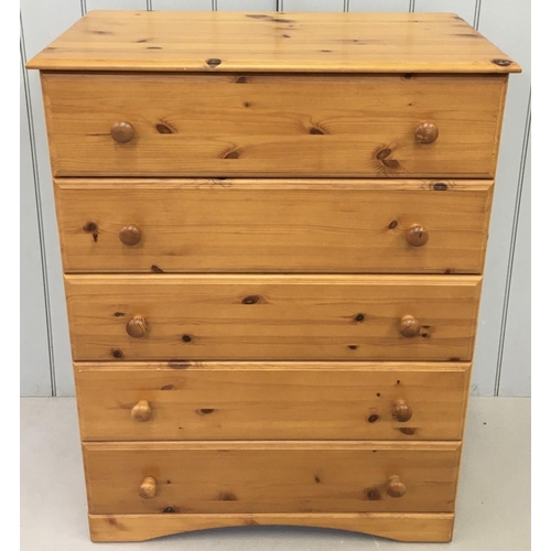 110 - A Pine veneered, Chest of five Drawers.
Dimensions(cm) H108 W81 D44