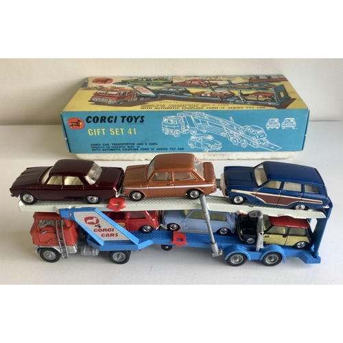 An original, boxed, Corgi Gift Set 41 Car Transporter & 6 Cars