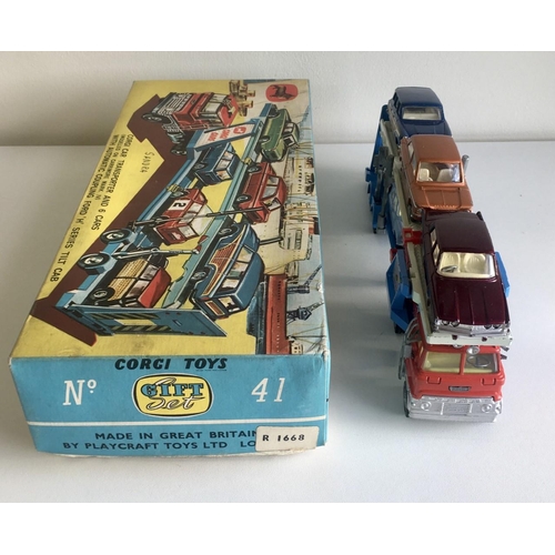 An original, boxed, Corgi Gift Set 41 Car Transporter & 6 Cars