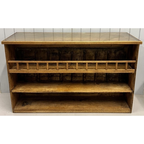 14 - A substantial, carved-oak bar. Heavy carving to front, glass-topped, rear shelves.
Dimensions(cm) H1... 