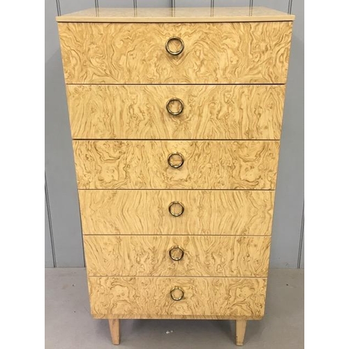 58 - A retro Bedroom Suite. Consists of a triple wardrobe, matching tall chest of drawers, matching bedsi... 