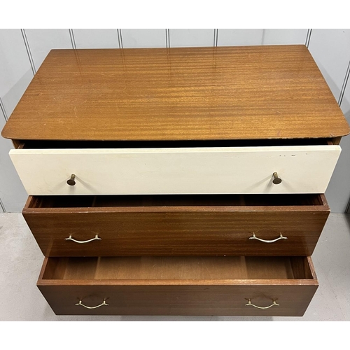 164 - A mid-century teak chest of drawers.
Dimensions(cm) H76, W78, D45.