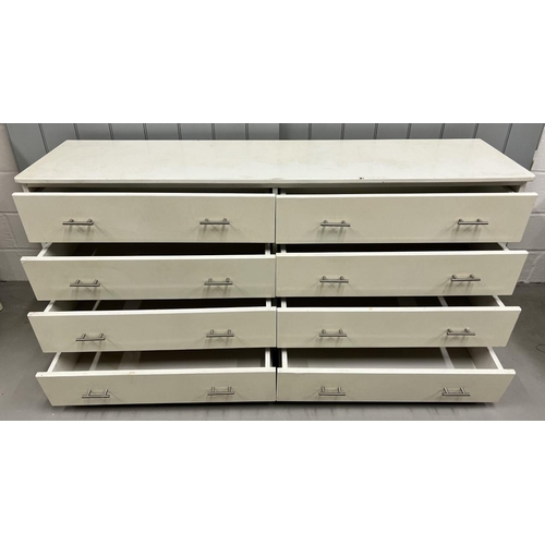 168 - A modern, chest of side-by-side drawers. Some runners need attention.
Dimensions(cm) H90, W183, D48.