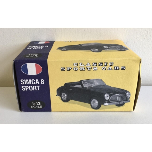 1155 - A boxed, Atlas Editions, Simca 8 Sport - Black. Scale 1:43.