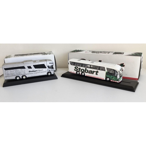 1165 - Two boxed, Atlas Editions Eddie Stobart models. Scania Irizar PB Executive Coach - Laura Abby & Scan... 