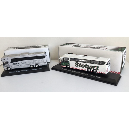 1165 - Two boxed, Atlas Editions Eddie Stobart models. Scania Irizar PB Executive Coach - Laura Abby & Scan... 