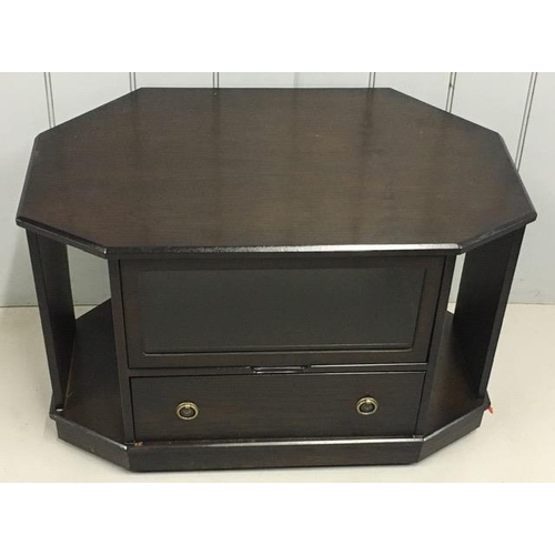 167 - A Jaycee Oak Corner TV Cabinet. Glazed drop-down door, over a single drawer. Dimensions(cm) H50, W79... 