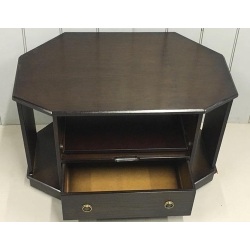 167 - A Jaycee Oak Corner TV Cabinet. Glazed drop-down door, over a single drawer. Dimensions(cm) H50, W79... 