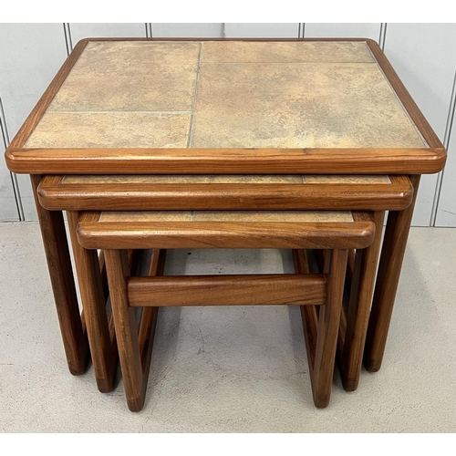 173A - A mid-century nest of three teak/tiled tables.
Dimensions(largest)(cm) H43, W55, D45.