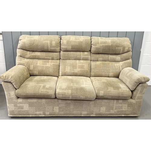 175 - A good quality two-piece G-Plan suite, with footstool. Comprises a three seater sofa and a two seate... 