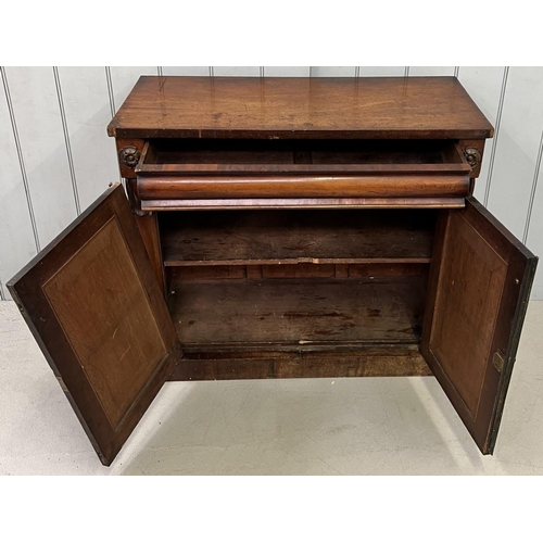 93 - A Victorian, mahogany Chiffonier. Single drawer, over two-door cupboard (left hand door needs attent... 