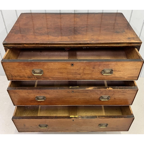 98 - An Edwardian, mahogany chest of drawers. Three drawers, with brass handles. Dimensions(cm) H91, W100... 